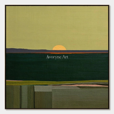 Ivory Quiet Trace: Green Sunset Landscape — primary