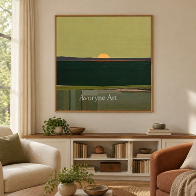 Ivory Quiet Trace: Green Sunset Landscape — villa wood