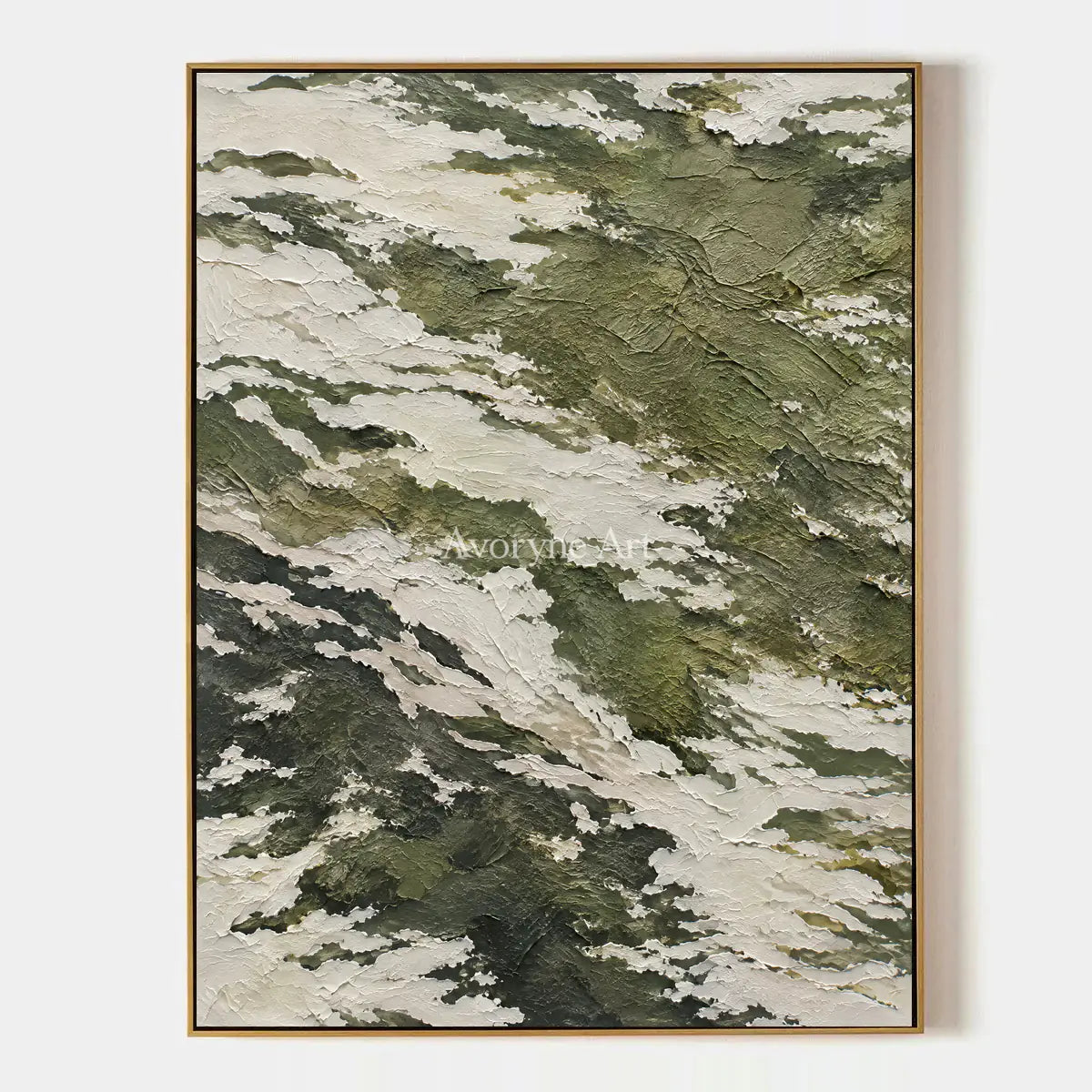 Olive Drift: Green Textured Abstract Wall Art — primary