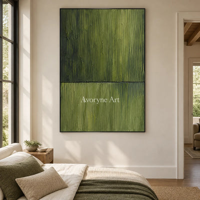 Verdant Divide: Green Textured Abstract Wall Art — bedroom black