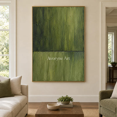 Verdant Divide: Green Textured Abstract Wall Art — living gold