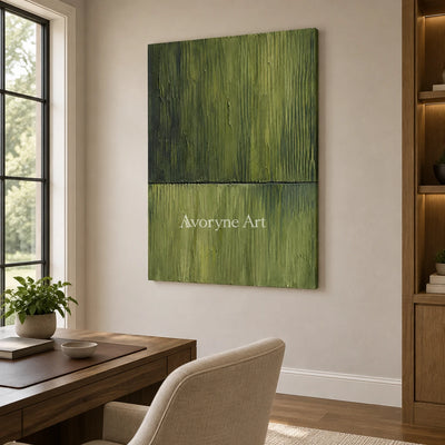 Verdant Divide: Green Textured Abstract Wall Art — office frameless