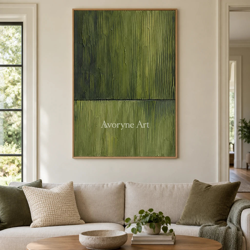 Verdant Divide: Green Textured Abstract Wall Art — villa wood