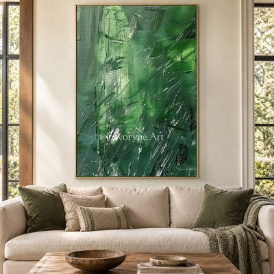 Green Inclination: Green Textured Gestural Abstract Wall Art — living gold