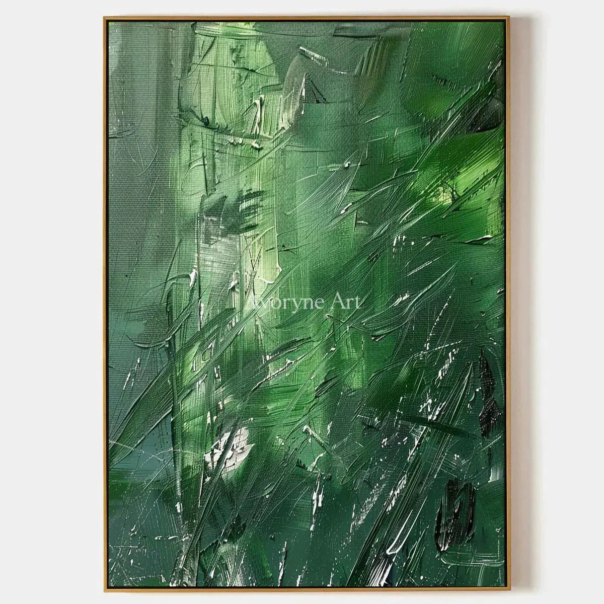 Green Inclination: Green Textured Gestural Abstract Wall Art — primary