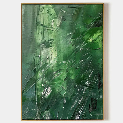 Green Inclination: Green Textured Gestural Abstract Wall Art — primary