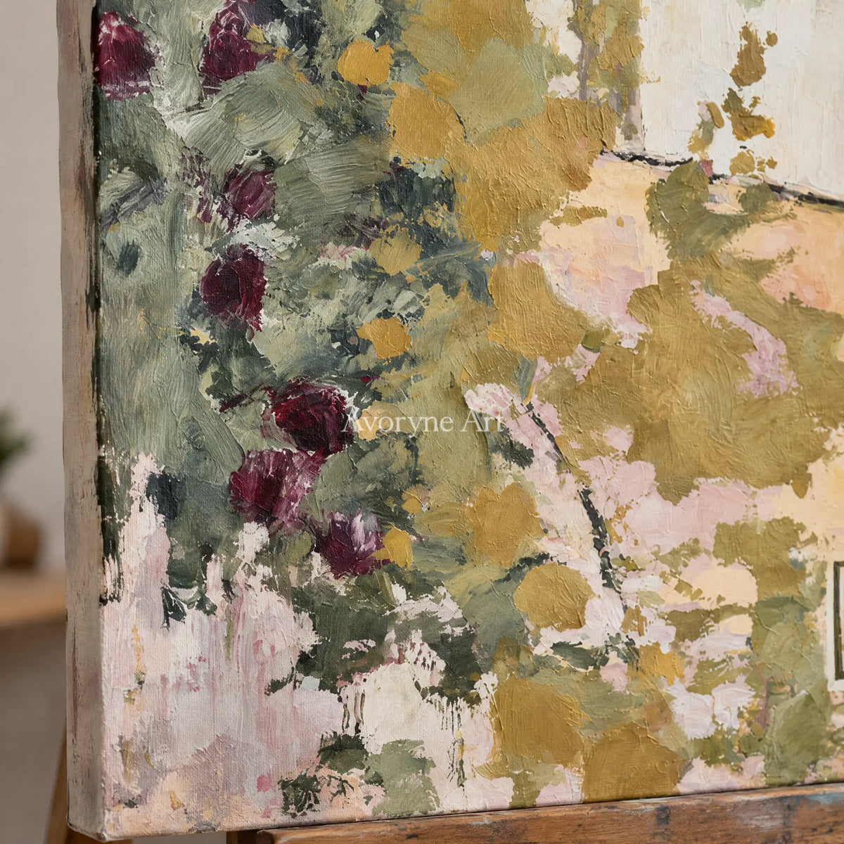 Ivory Painted Interval: Green Village Art — detail easel