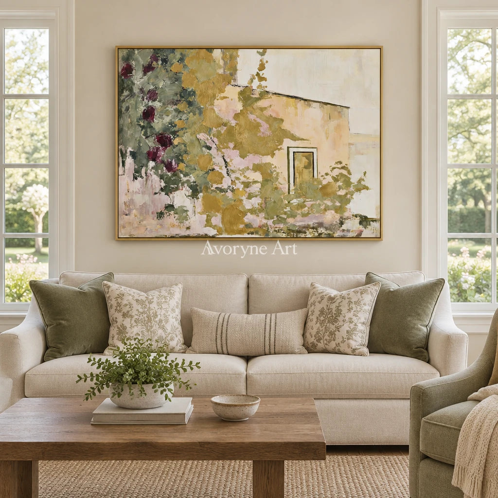 Ivory Painted Interval: Green Village Art — living gold