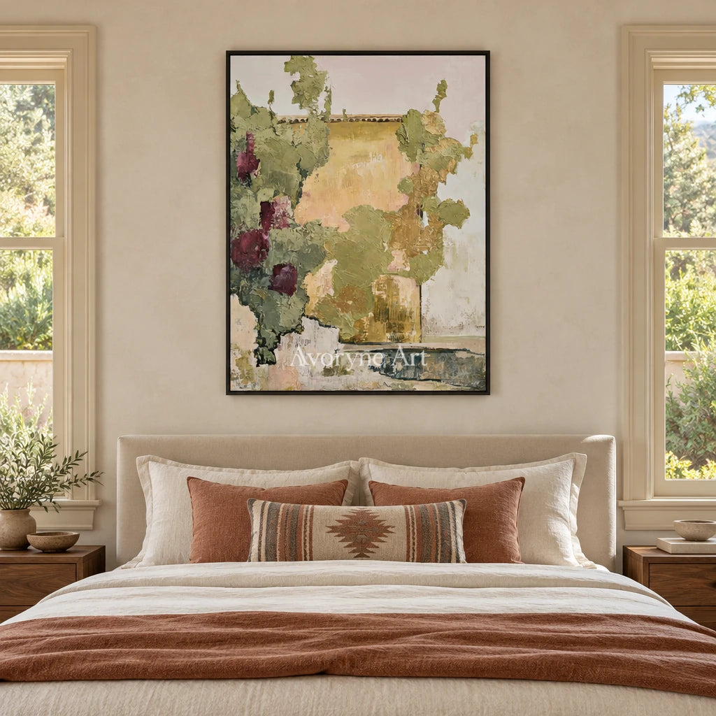 Ivory Painted Verse: Green Village Art — bedroom black