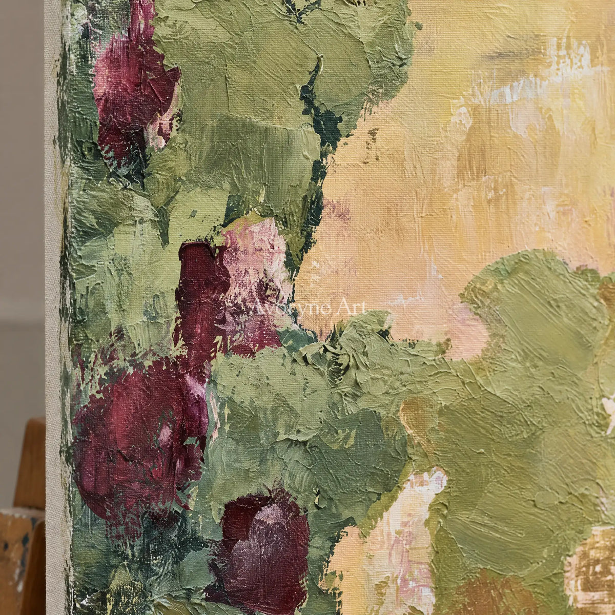 Ivory Painted Verse: Green Village Art — detail easel
