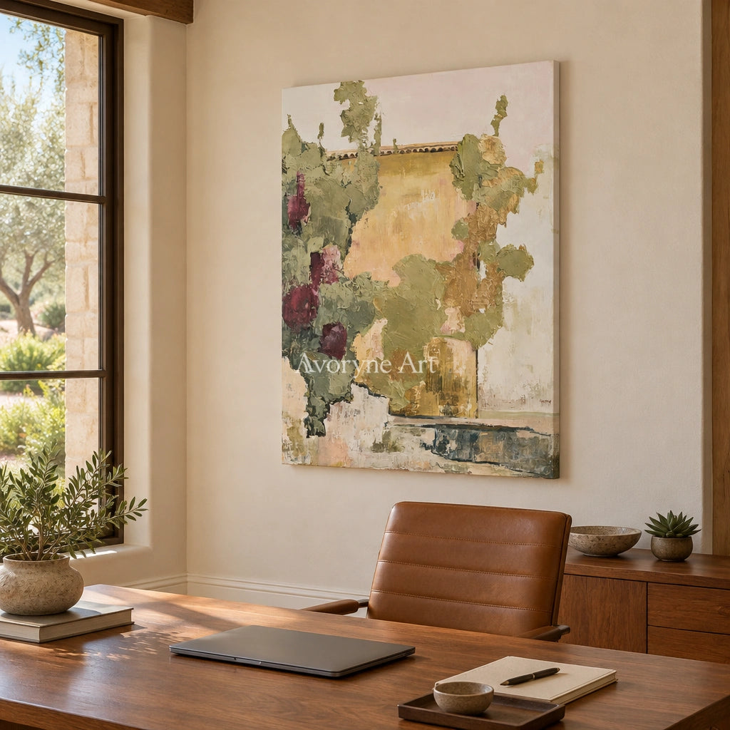 Ivory Painted Verse: Green Village Art — office frameless