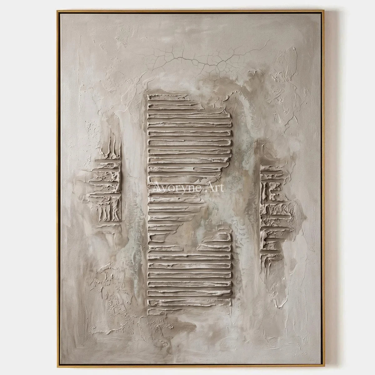 Amber Gesture, hand-painted grooved texture wall art by Clara Whitmore