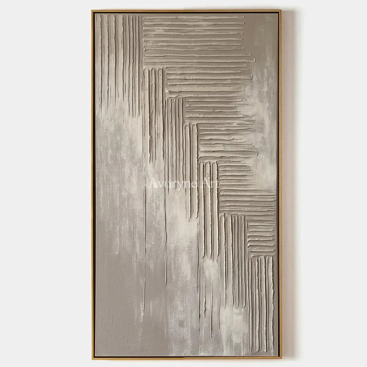 Amber Current, hand-painted grooved texture wall art by Clara Whitmore