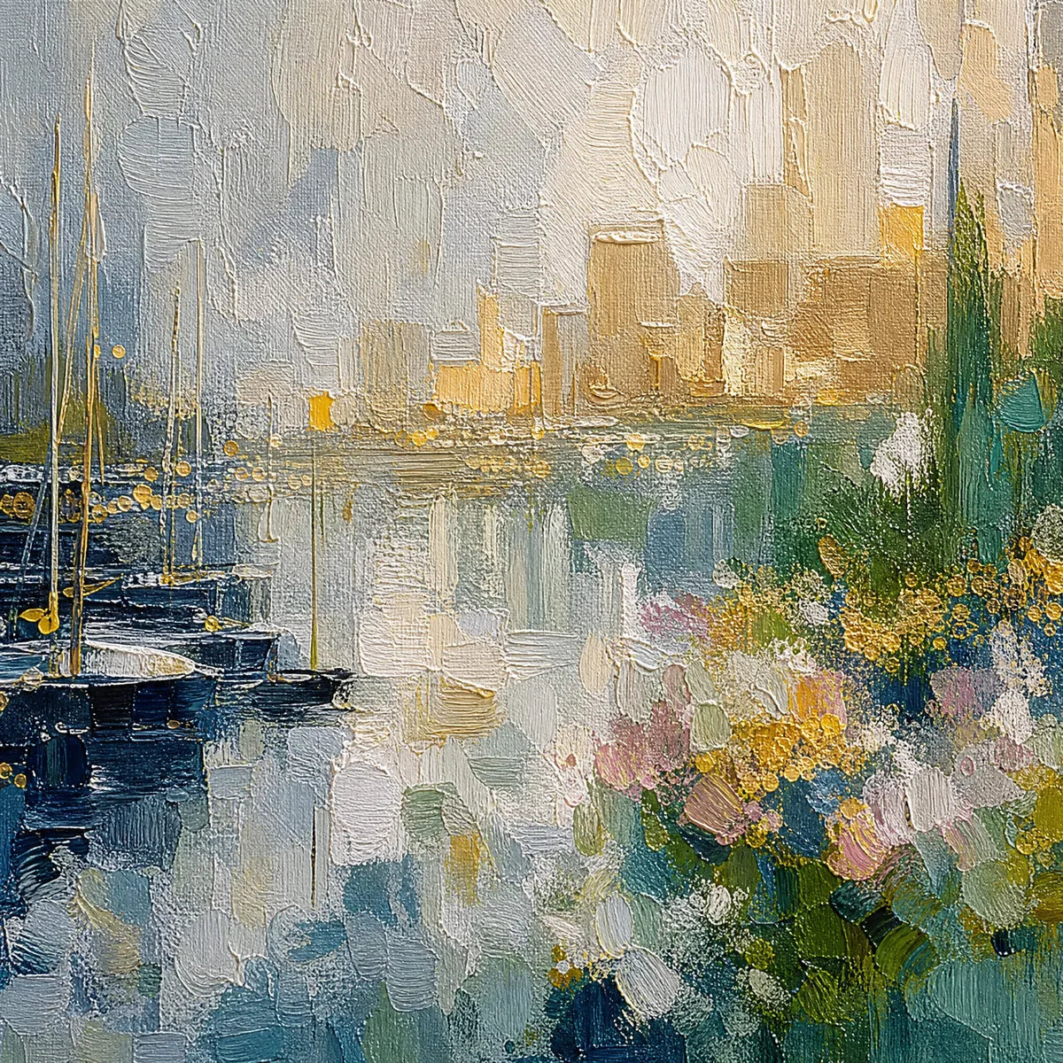 Harbor Bloom: Coastal Abstract Wall Art - detail