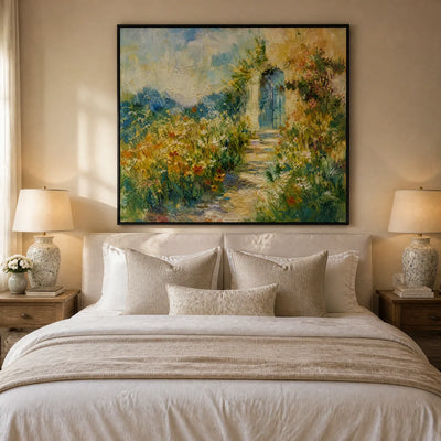 Hidden Garden: Floral Path Wall Art - bedroom black frame