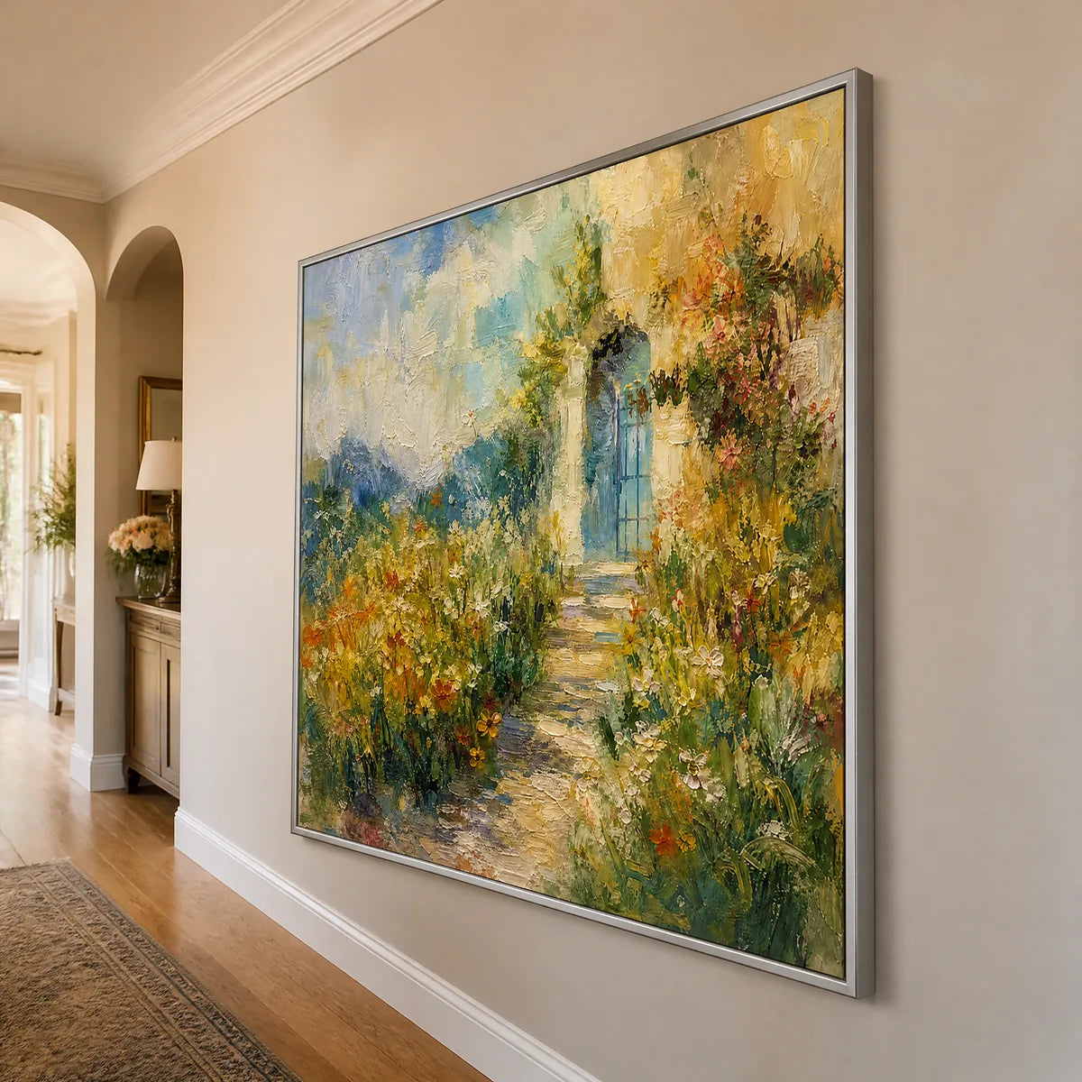 Hidden Garden: Floral Path Wall Art - hallway silver frame
