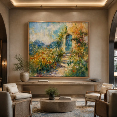 Hidden Garden: Floral Path Wall Art - hotel wood frame