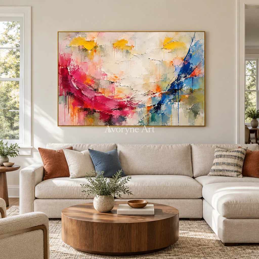 Chromatic Sweep: Impasto Colorful Abstract Wall Art — living gold