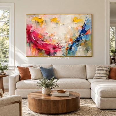 Chromatic Sweep: Impasto Colorful Abstract Wall Art — living gold
