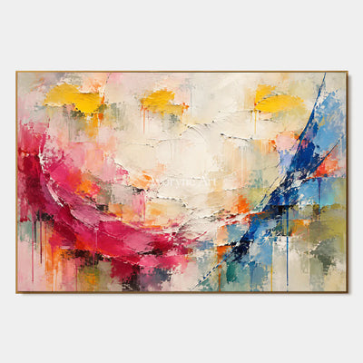 Chromatic Sweep: Impasto Colorful Abstract Wall Art — primary