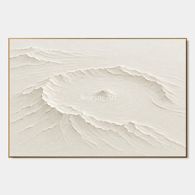 Caldera Quiet: Impasto White Landscape Relief Wall Art — primary