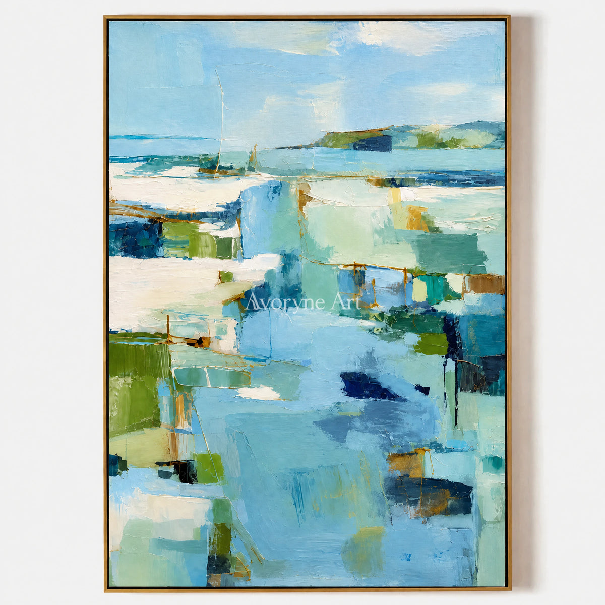 Blue Estuary: Impressionist Abstract Landscape Wall Art — primary
