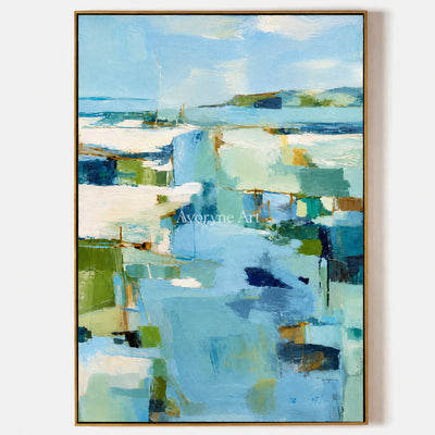 Blue Estuary: Impressionist Abstract Landscape Wall Art — primary