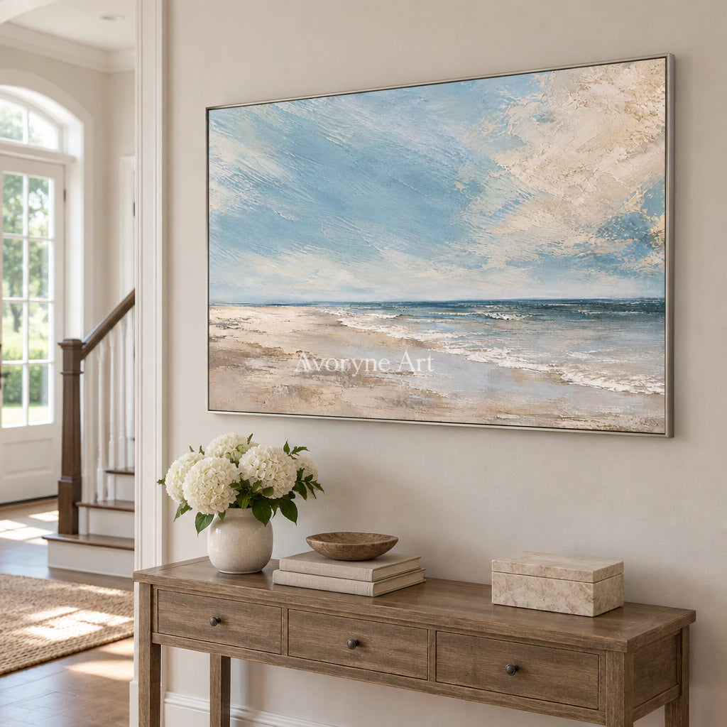 Shore Breath: Impressionist Blue Coastal Wall Art — entry silver