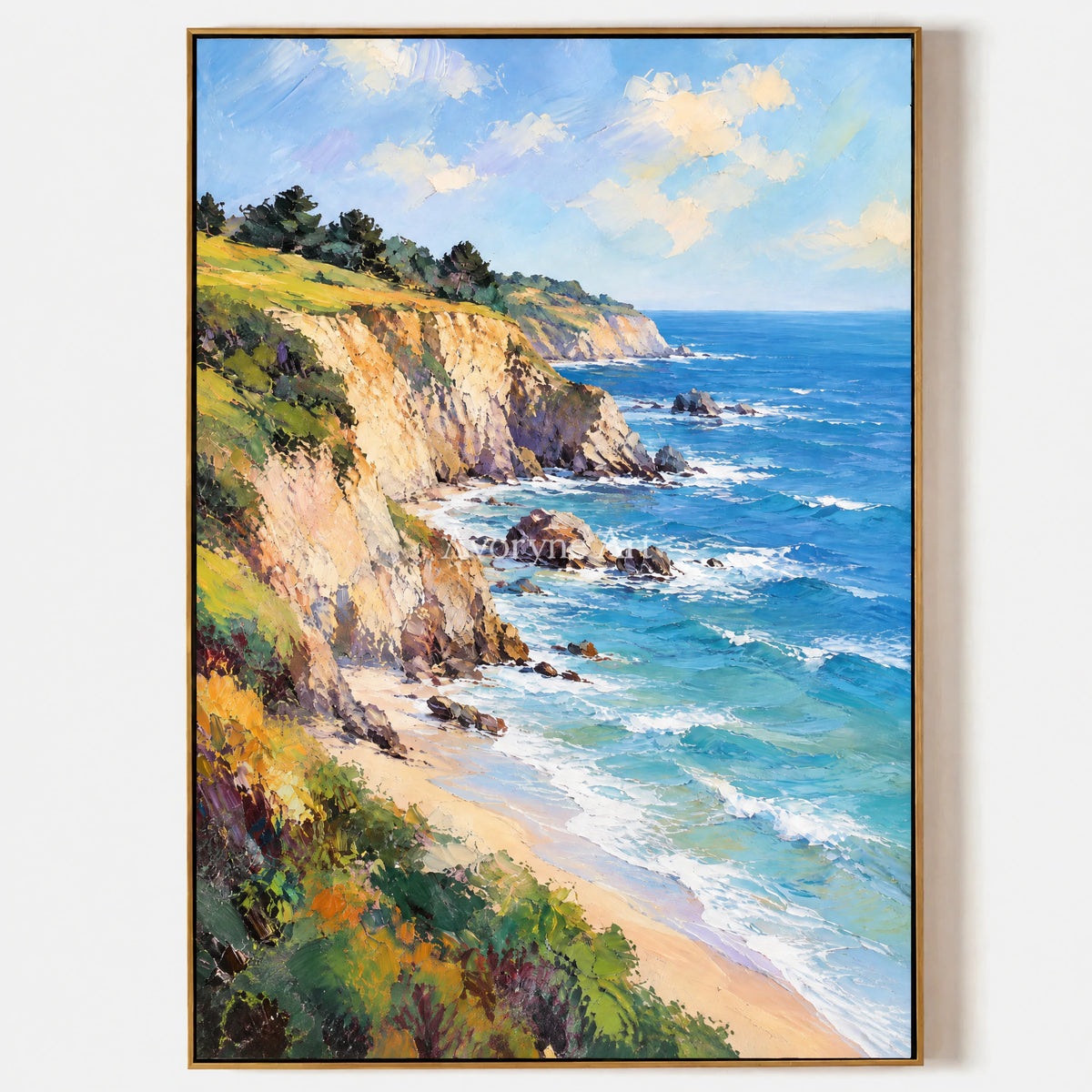 Cliffside Blue: Impressionist Blue Coastal Wall Art — primary