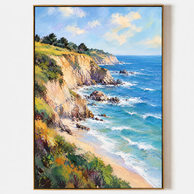 Cliffside Blue: Impressionist Blue Coastal Wall Art — primary