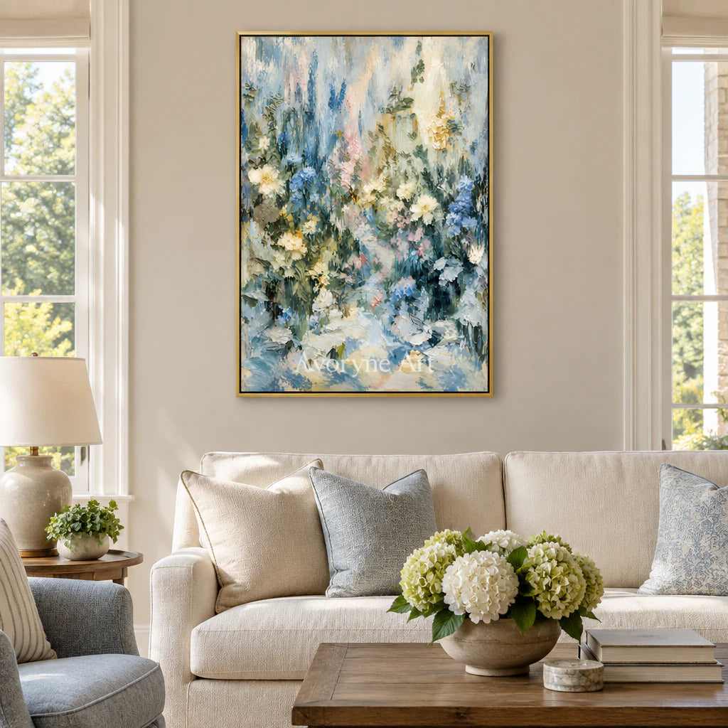 Blue Botanica: Impressionist Blue Floral Wall Art — living gold
