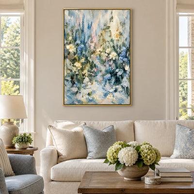 Blue Botanica: Impressionist Blue Floral Wall Art — living gold