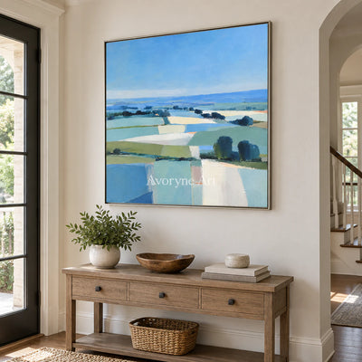 Field Notes: Impressionist Blue Landscape Wall Art — entry silver