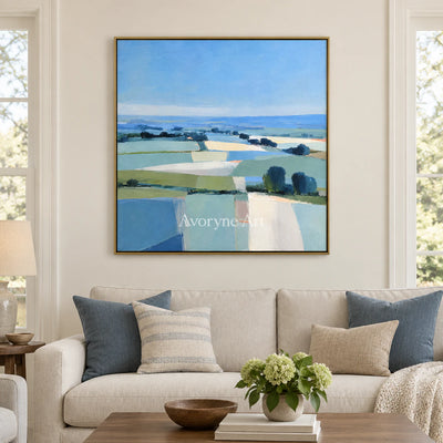 Field Notes: Impressionist Blue Landscape Wall Art — living gold