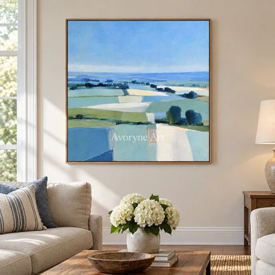 Field Notes: Impressionist Blue Landscape Wall Art — villa wood