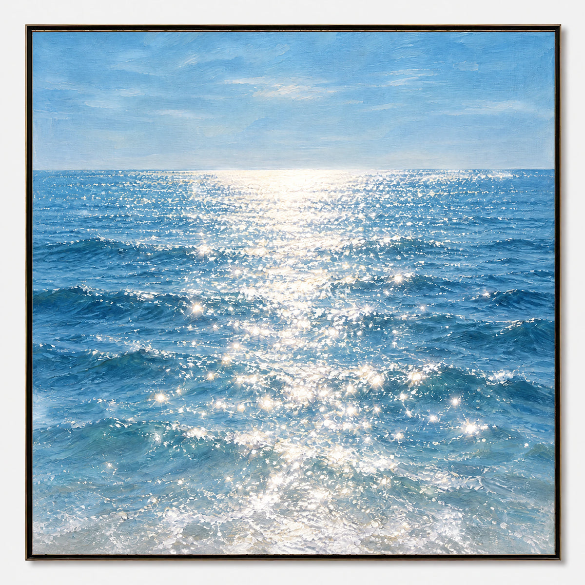 Silver Shimmer: Impressionist Blue Seascape Wall Art — primary