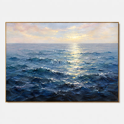 Ocean Gleam: Impressionist Blue Seascape Wall Art — primary