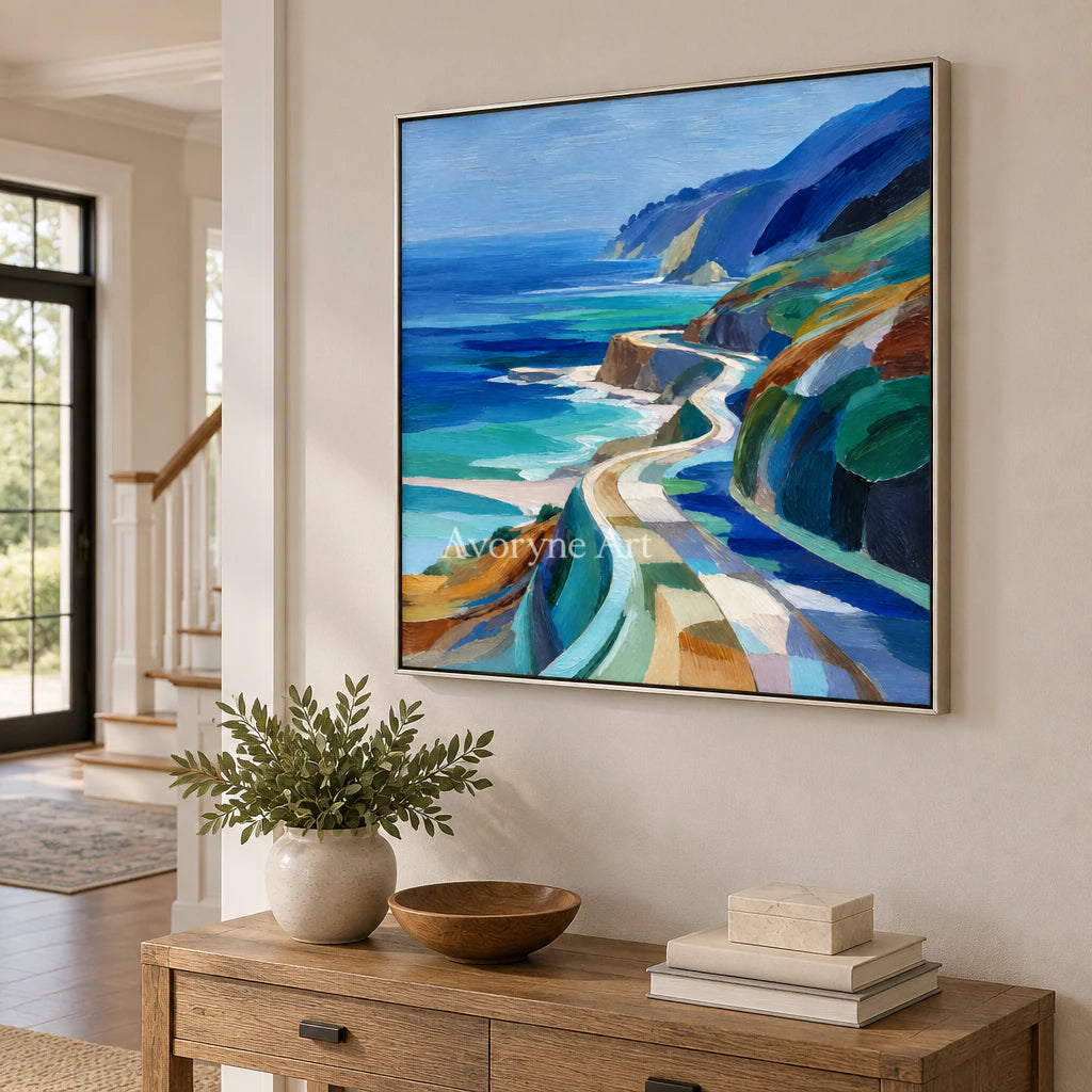 Coast Ribbons: Impressionist Coastal Landscape Wall Art — entry silver