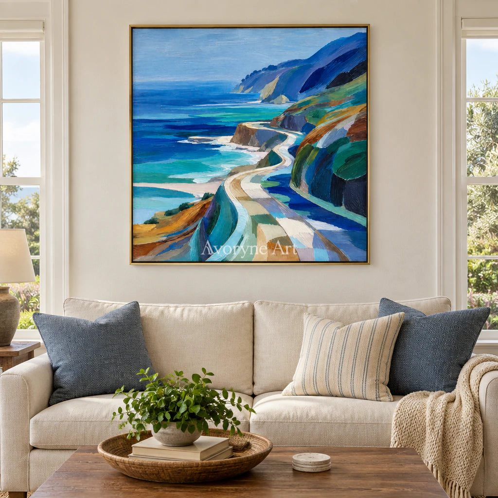 Coast Ribbons: Impressionist Coastal Landscape Wall Art — living gold