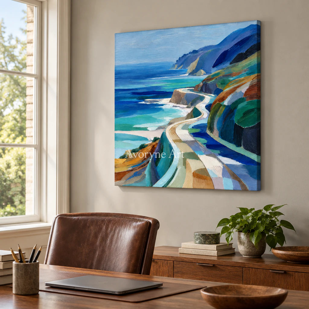 Coast Ribbons: Impressionist Coastal Landscape Wall Art — office frameless