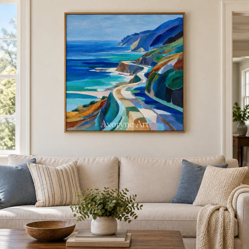 Coast Ribbons: Impressionist Coastal Landscape Wall Art — villa wood
