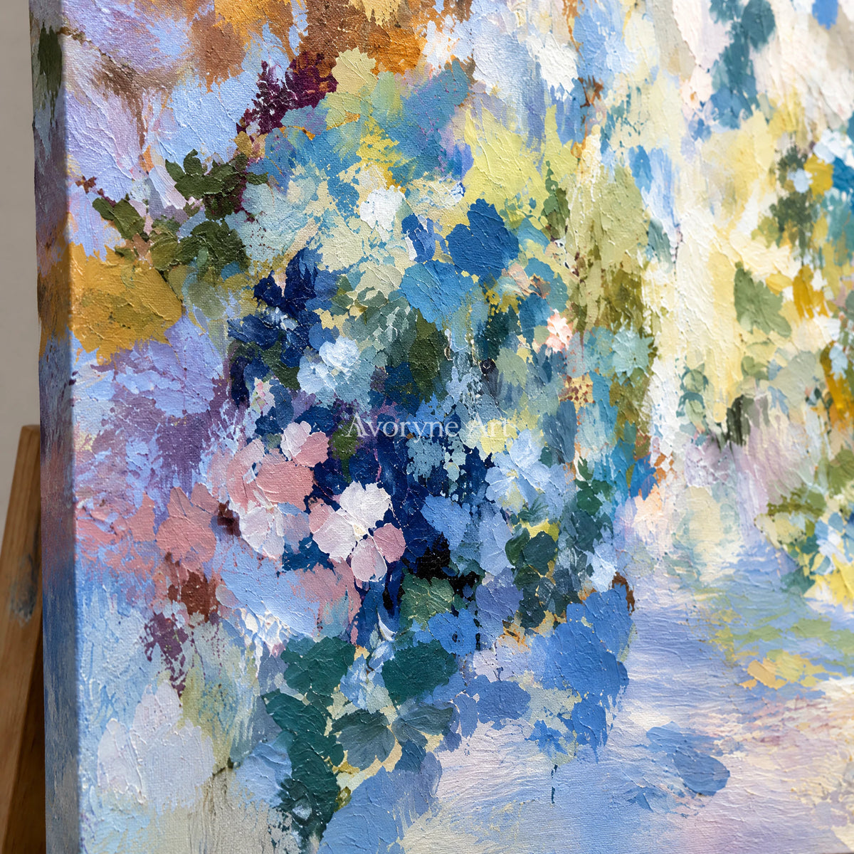 Garden Prism: Impressionist Floral Abstract Wall Art — detail easel
