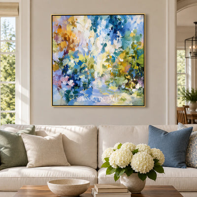 Garden Prism: Impressionist Floral Abstract Wall Art — living gold
