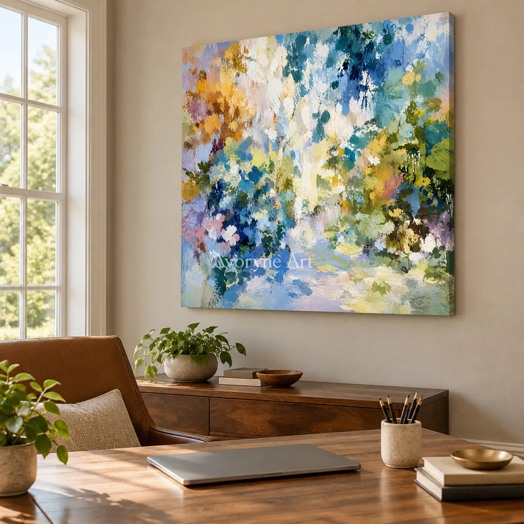 Garden Prism: Impressionist Floral Abstract Wall Art — office frameless