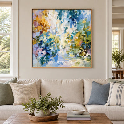 Garden Prism: Impressionist Floral Abstract Wall Art — villa wood