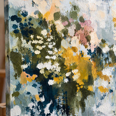 Petal Meadow: Impressionist Floral Panorama Wall Art — detail easel