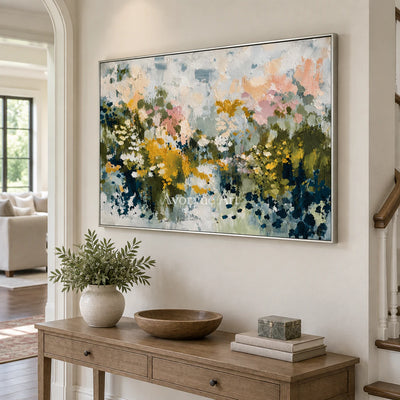 Petal Meadow: Impressionist Floral Panorama Wall Art — entry silver