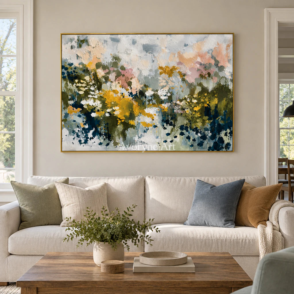 Petal Meadow: Impressionist Floral Panorama Wall Art — living gold