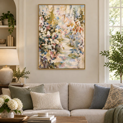 Blossom Passage: Impressionist Garden Path Wall Art — living gold