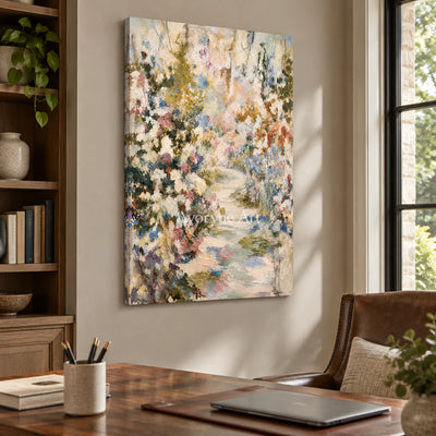 Blossom Passage: Impressionist Garden Path Wall Art — office frameless
